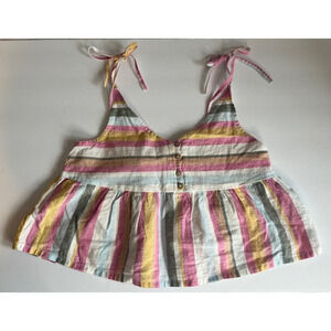 Roxy Womens Pink Cotton Linen Cropped Camisole Size Small